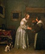 Gerard ter Borch the Younger A lady washing her hands. oil painting picture wholesale